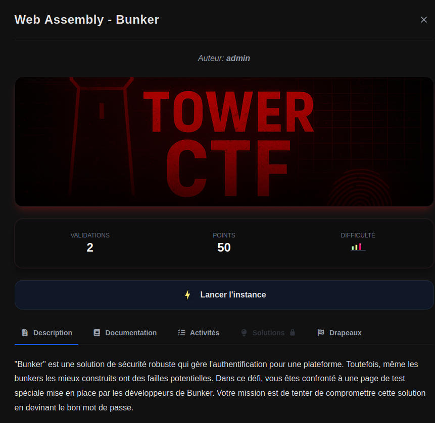 Page challenge avec énoncé et ressources